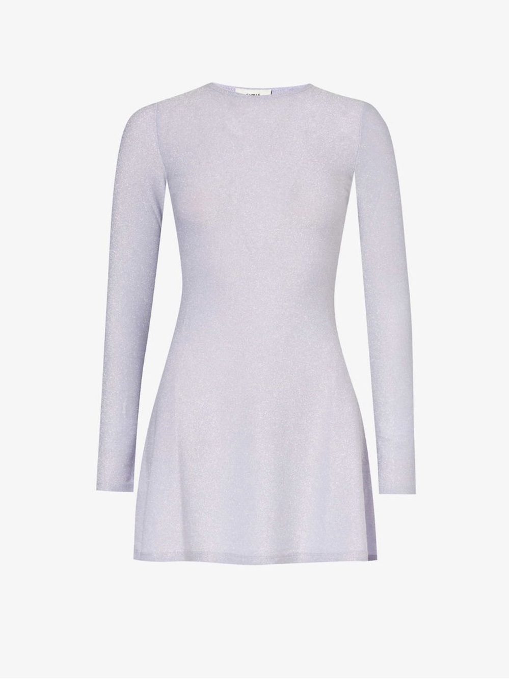 Camille Rowe Reformation Esen Knit Mini Dress Shimmer Metallic Lavender XS NEW